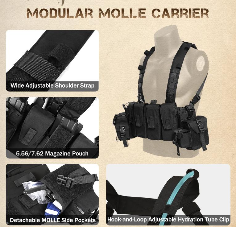 Adjustable Tactical Rig with MOLLE Panels & Utility Pouch – VOTAGOO Gear