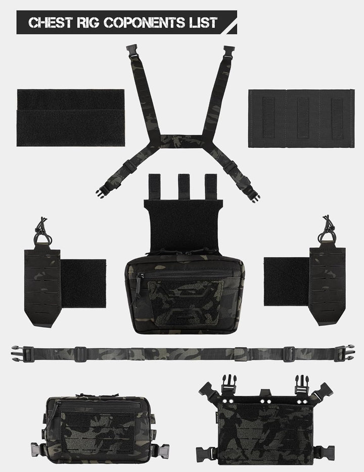 black multicam chest rig