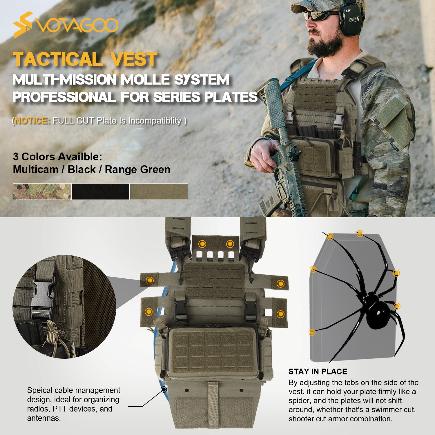 VOTAGOO® Adjustable Tactical Vest with Admin Drop Pouch – VOTAGOO Gear