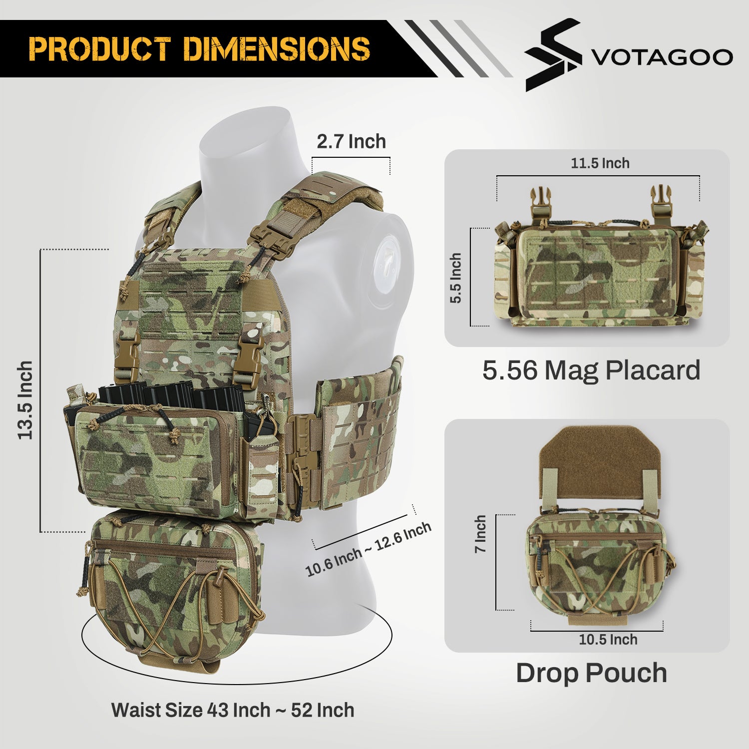 VOTAGOO® Adjustable Tactical Vest with Admin Drop Pouch – VOTAGOO Gear
