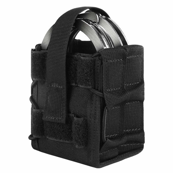 Double Handcuff Pouch, Open-Top MOLLE Tactical Handcuff Holster, Fits ASP, Hinged, Chain, Rigid, High-Speed Gear Handcuffs, Law Enforcement Cuff Holder,