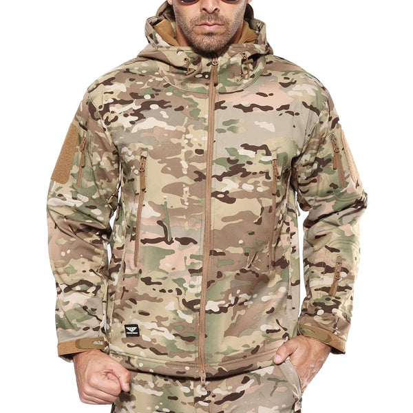 Outdoor Waterproof Soft Shell Hooded Military Tactical Jacket